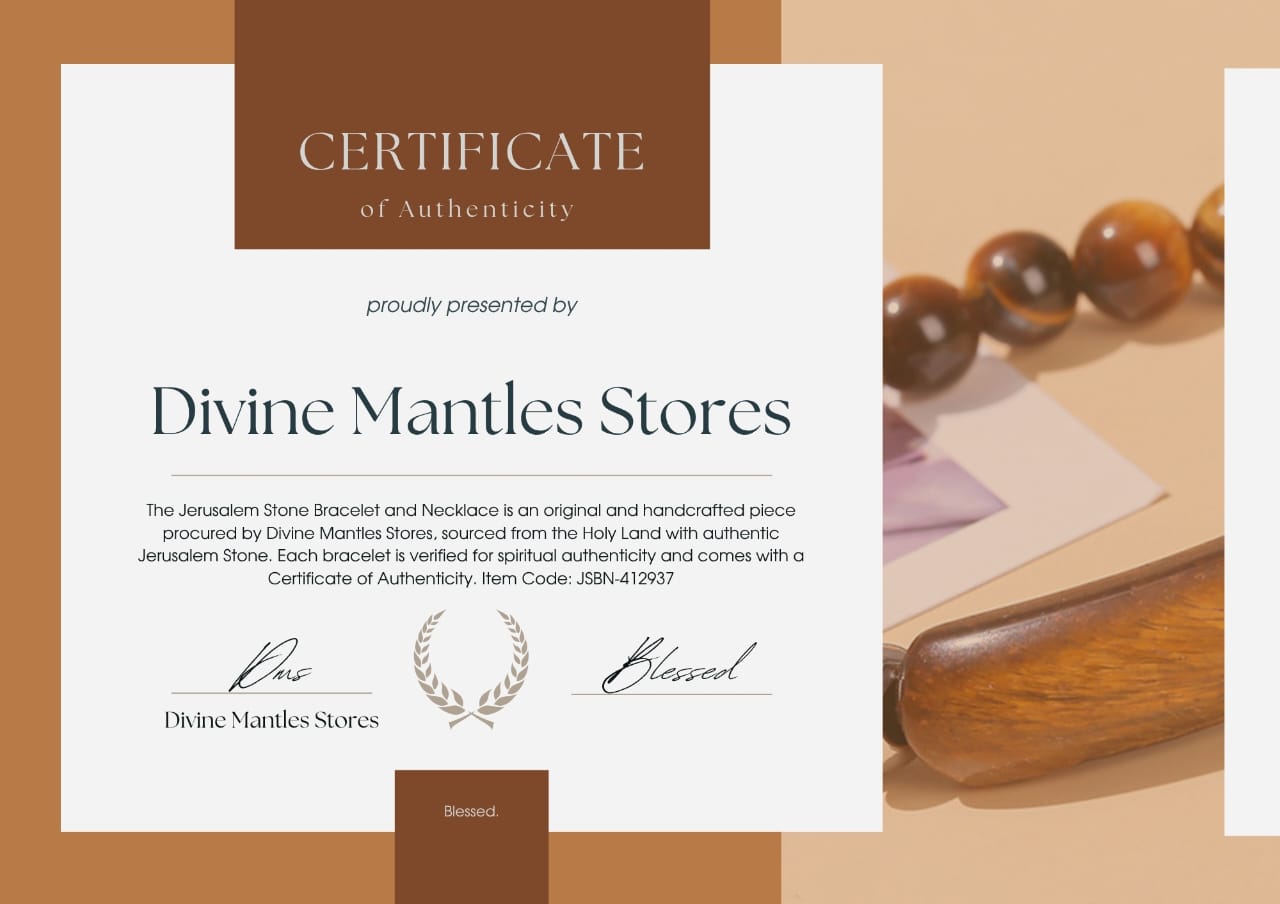 Official Certificate of Authenticity for Jerusalem Stone Bracelet